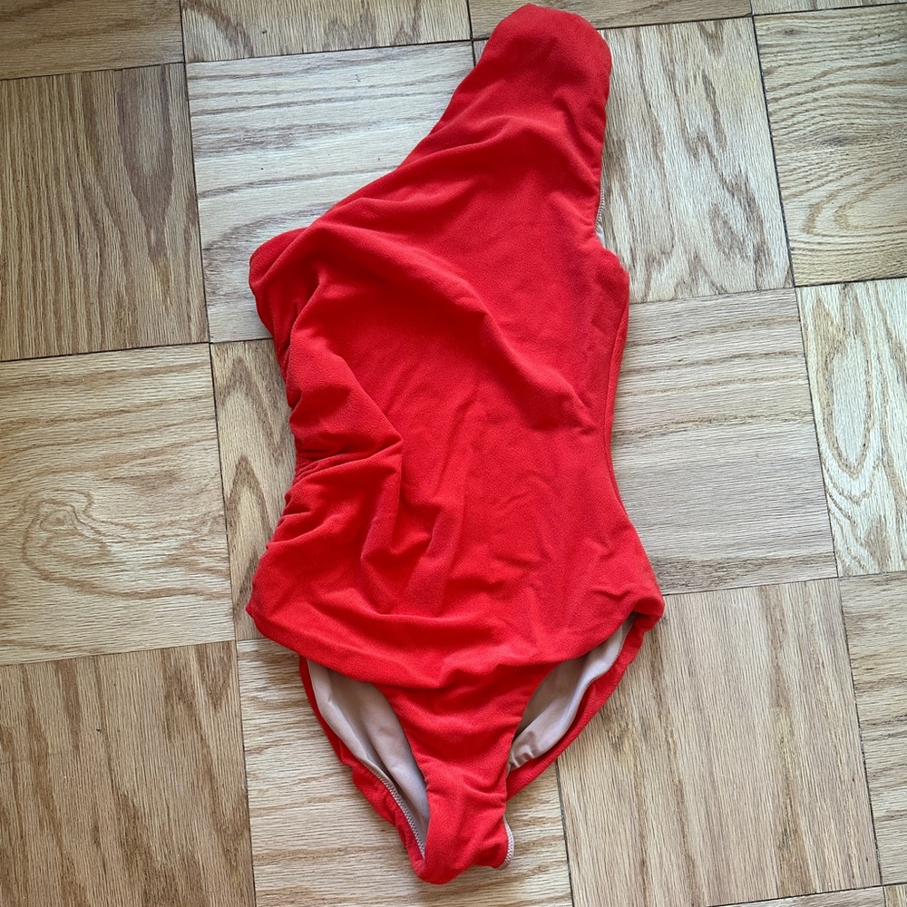 OAS Red One-Shoulder Swim One Piece